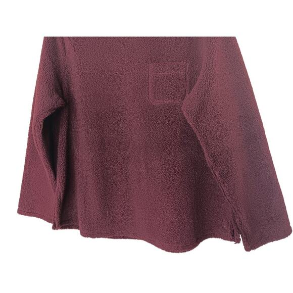 New Cuddl Duds Large Burgundy Sherpa Fleece Pullover Long Sleeve Cozy Top SZ L - Picture 4 of 11